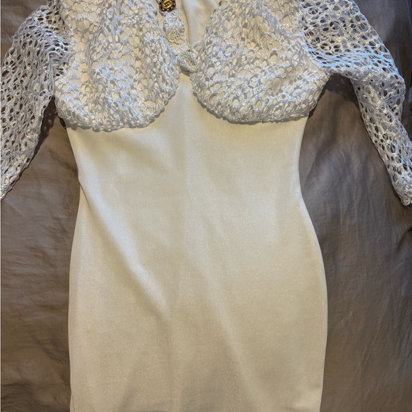 Women's White Lace-Sleeve Dress - Picture 4 of 4